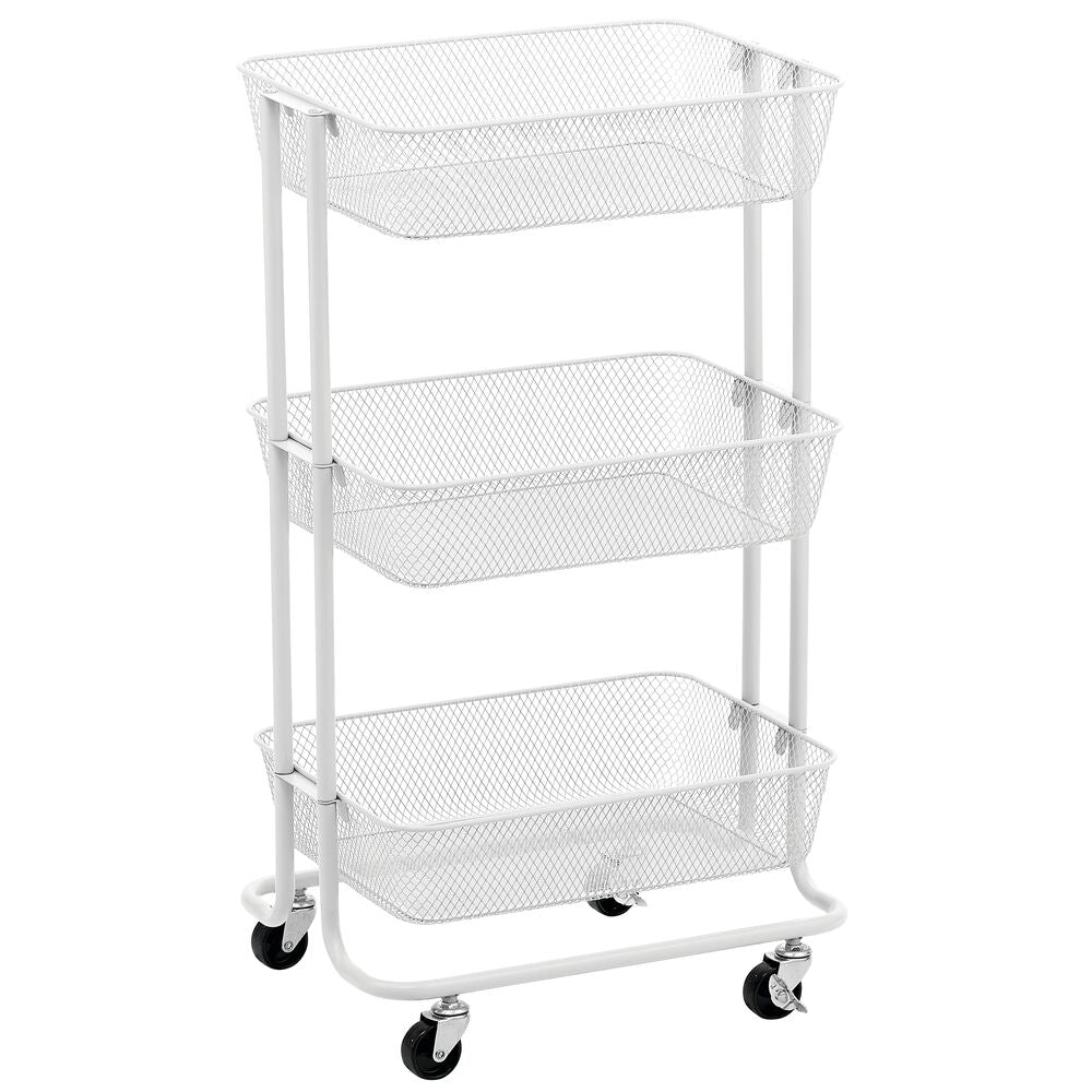 mDesign Small Portable Mini Fridge Storage Cart with Wheels and Handles -  White