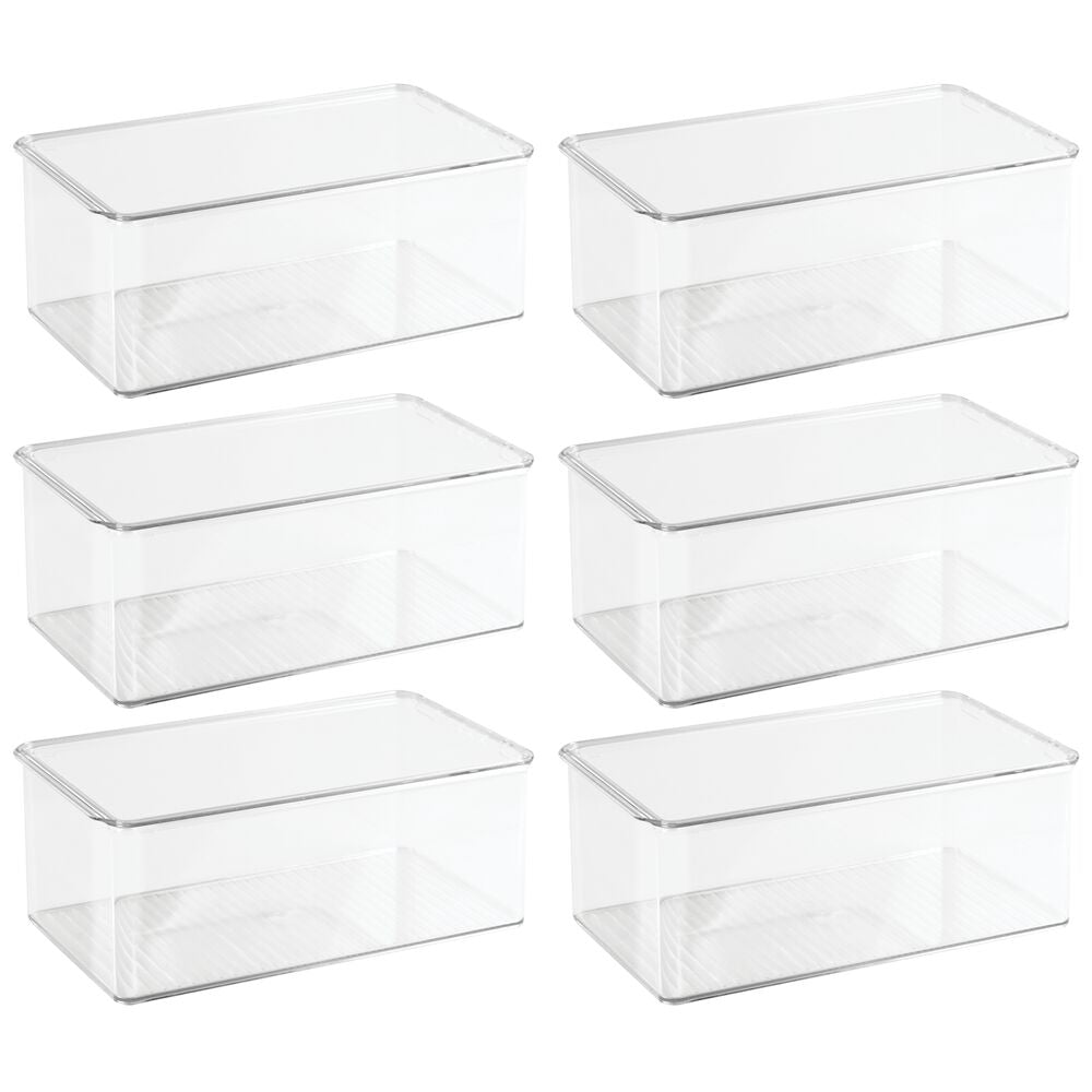 mDesign Stackable Plastic Closet Storage Container Bin Box with Hinge Lid  for Organizing Shoes, Booties, Pumps, Sandals, Wedges, Flats, Heels 