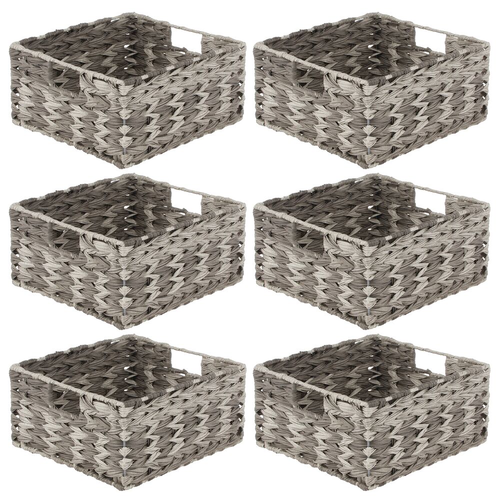 mDesign Woven Farmhouse Kitchen Pantry Food Storage Bin Basket Box - Gray  Ombre