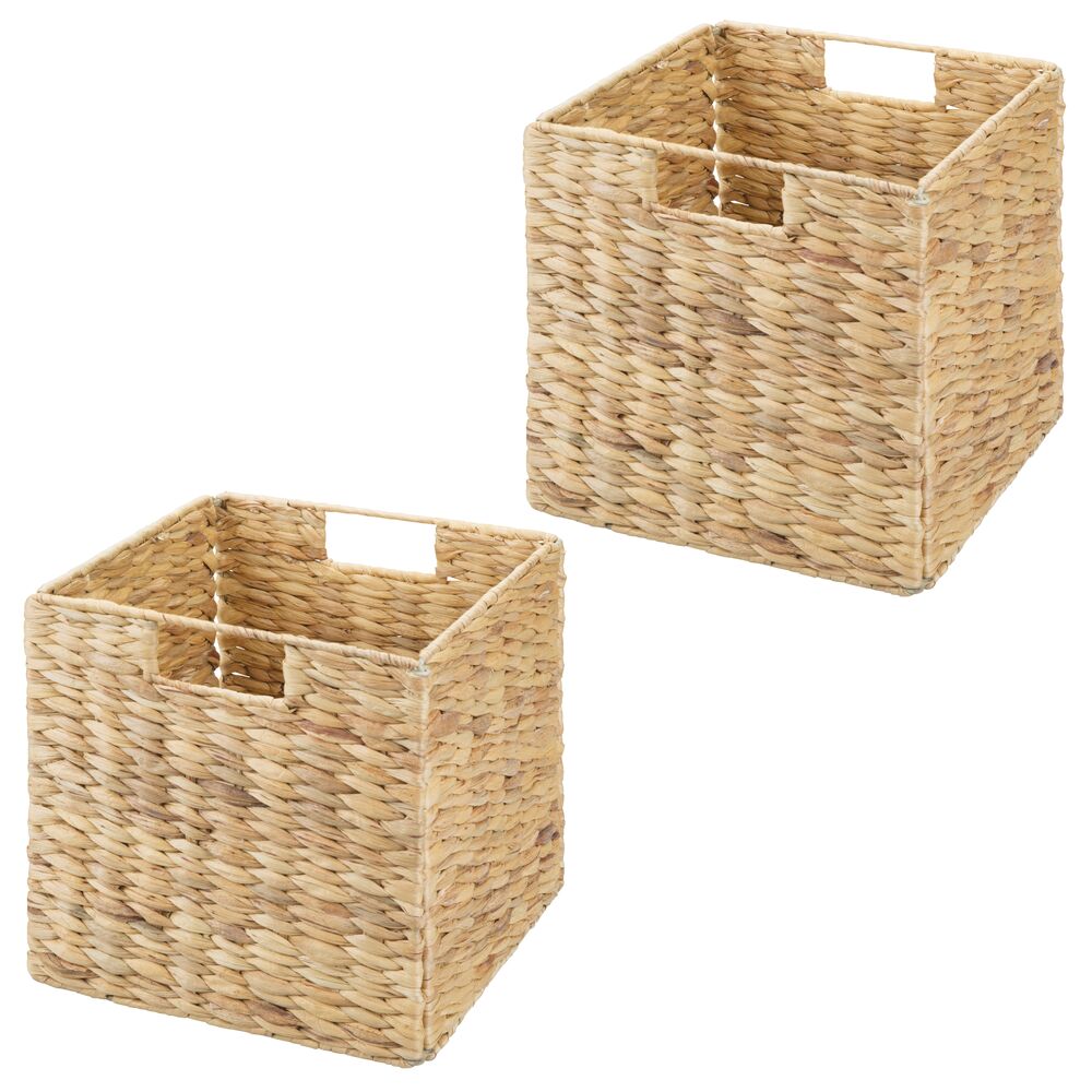 Mdesign Hyacinth Braided Woven Pantry Bin Basket, Handles, 6 Pack - 12 X 9  X 6, Natural : Target