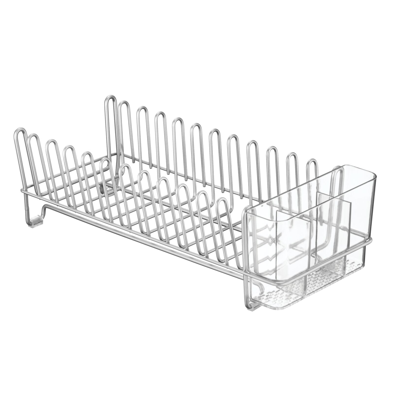 mDesign Compact Modern Metal Dish Drying Rack and Microfiber Mat Set for Kitchen Count
