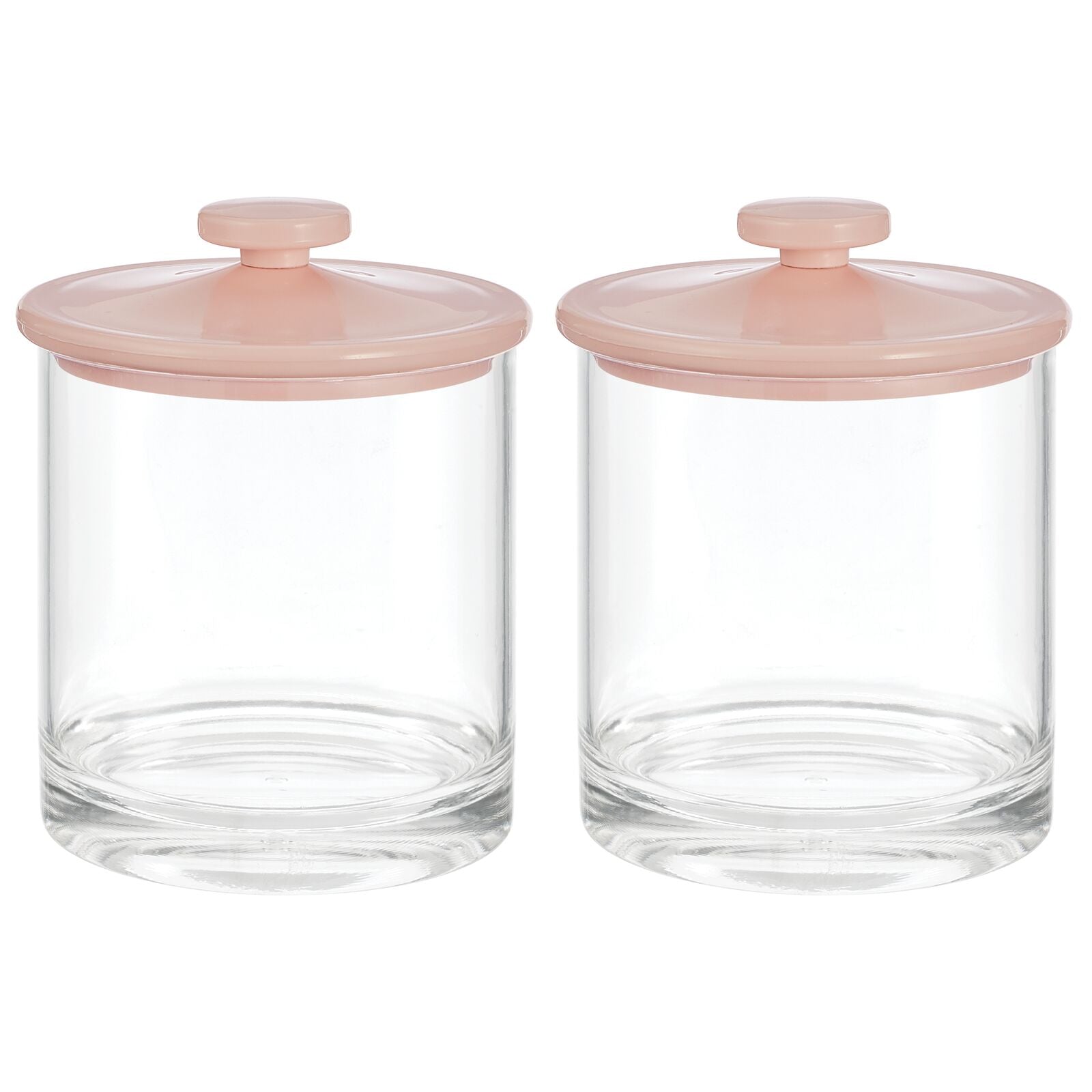 4ct mDesign Small Round Acrylic Apothecary Canister Jars 4 Pack Clear/Light Pink