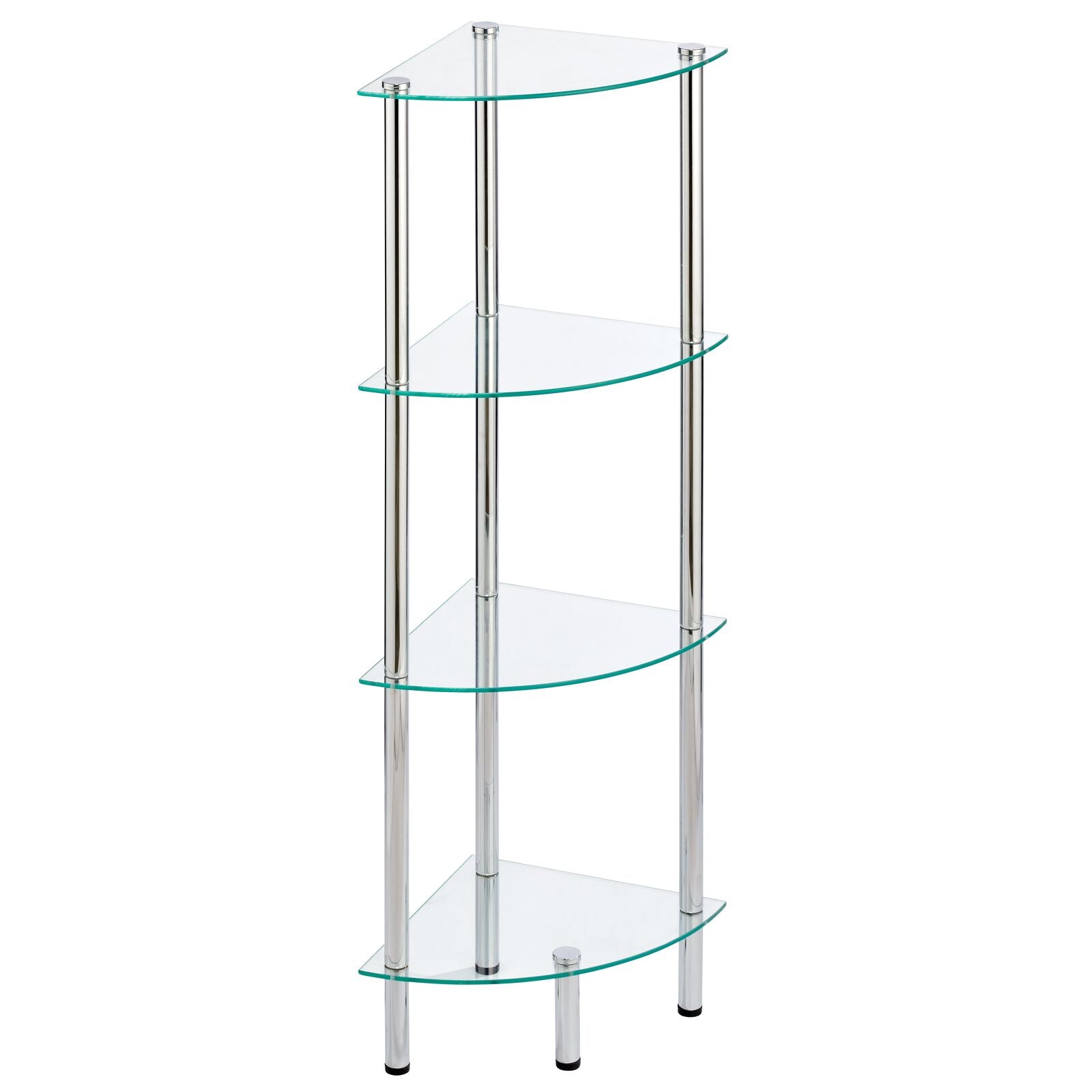 mDesign 4-Tier Glass/Metal Standing Shelf Organizer Display Unit