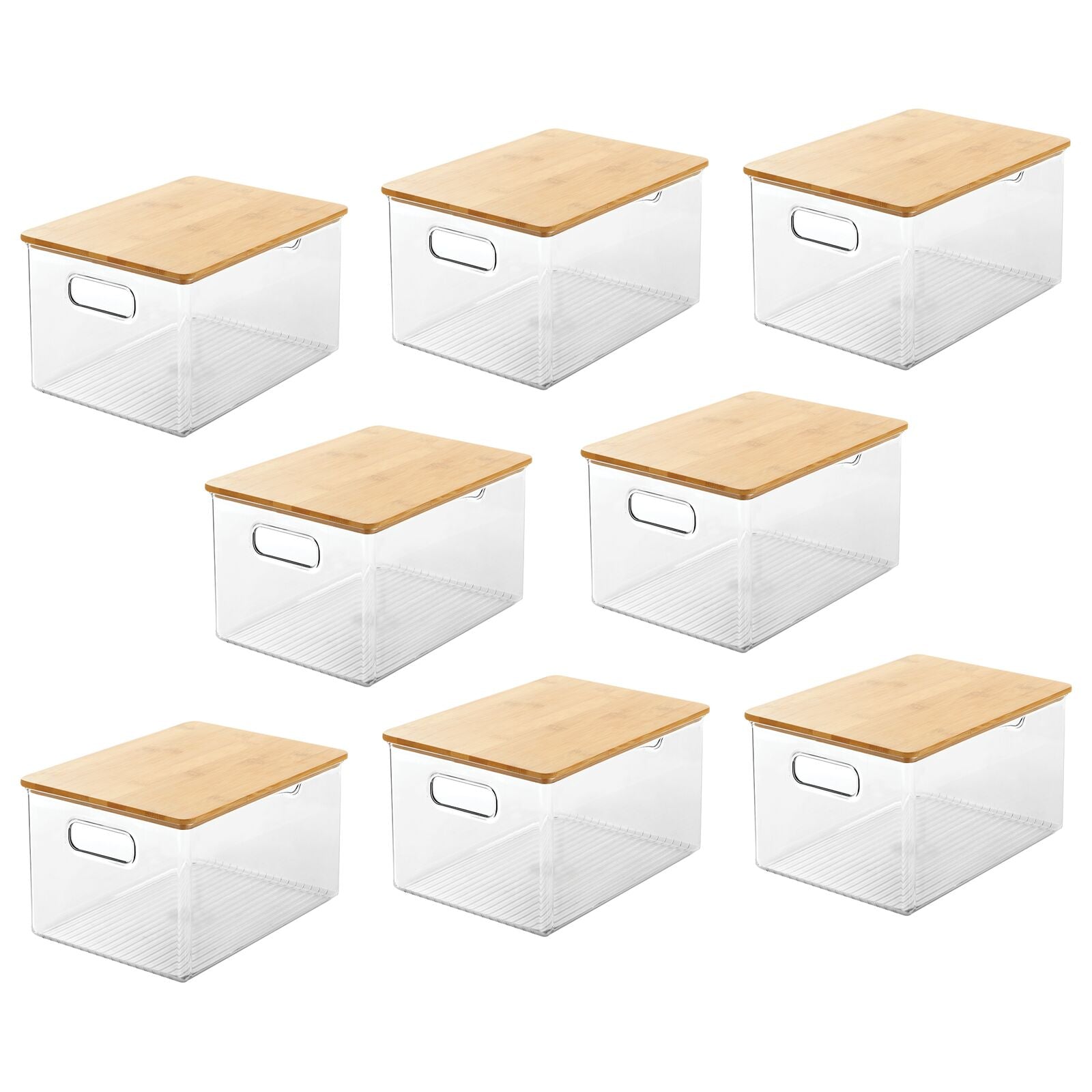  Suzile Plastic Storage Bins with Bamboo Lids Stackable Storage  Containers for Organizing, with Labels and Marker Document Paper Storage  (Medium Large)