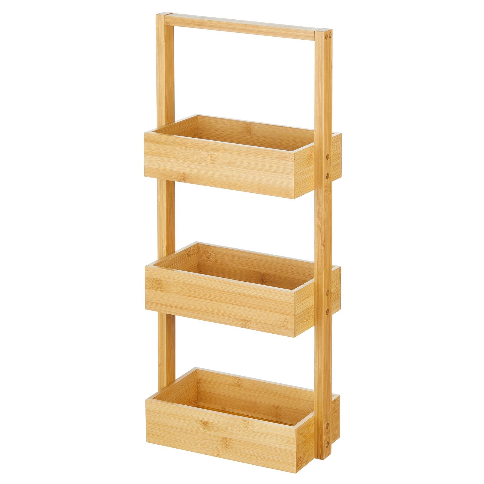 3-Tier Organizer Storage Shelf with Bamboo Frame and Pull Out Fabric  Baskets Storage Drawers Unit,Laundry Towel Hamper Cabinet Tower Three Part
