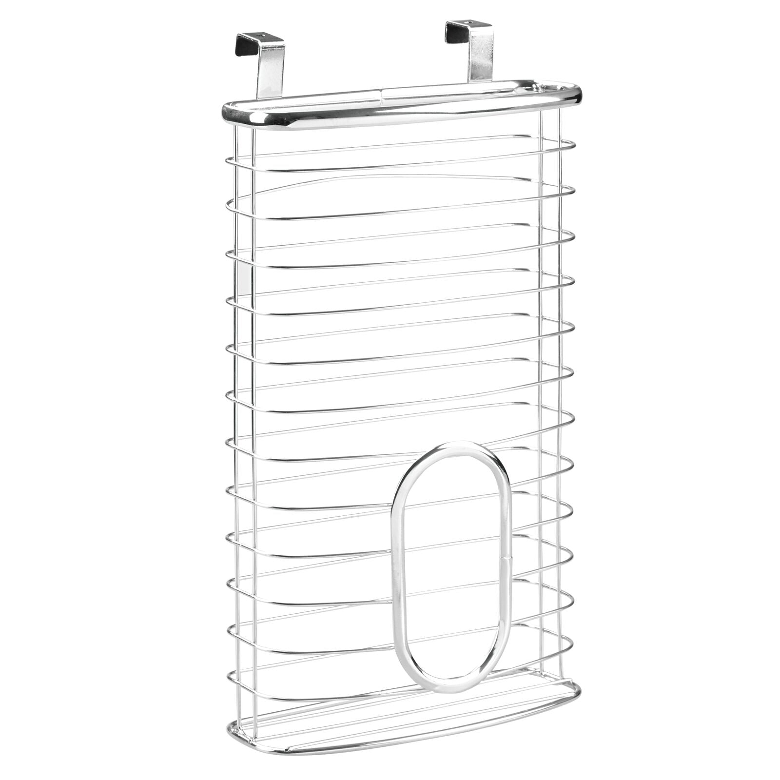 Over The Cabinet Plastic Bag Organizer and Grocery Bag Holder, White