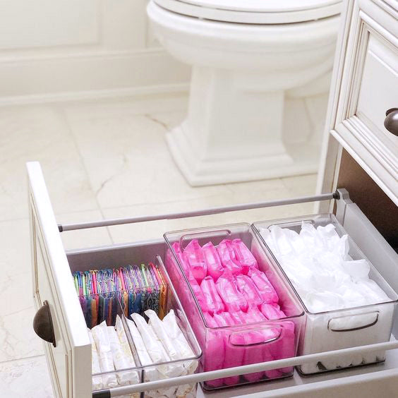 Bathroom Personal Hygiene Storage Ideas - Keep Things Neat + Discreet