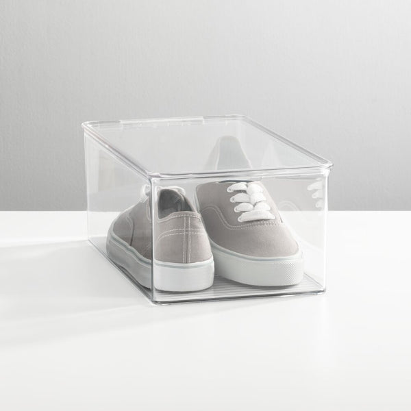 Stackable Shoe Box with Hinge Lid 12.75 x 7.25 x 5