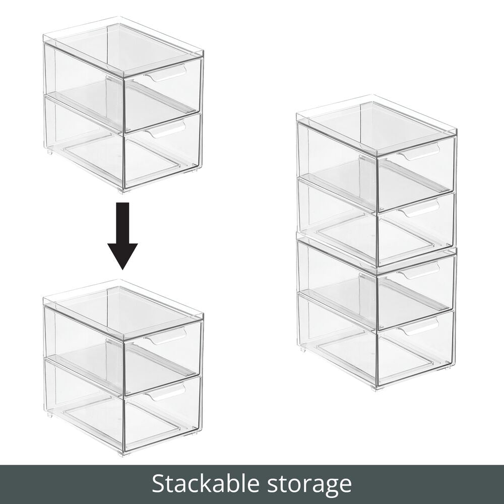 Stackable Closet Bin with Pull-Out Drawers 8.5 x 6 x 8