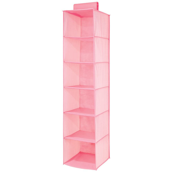 color:pink herringbone||pink herringbone 6-shelf fabric hanging closet organizer single