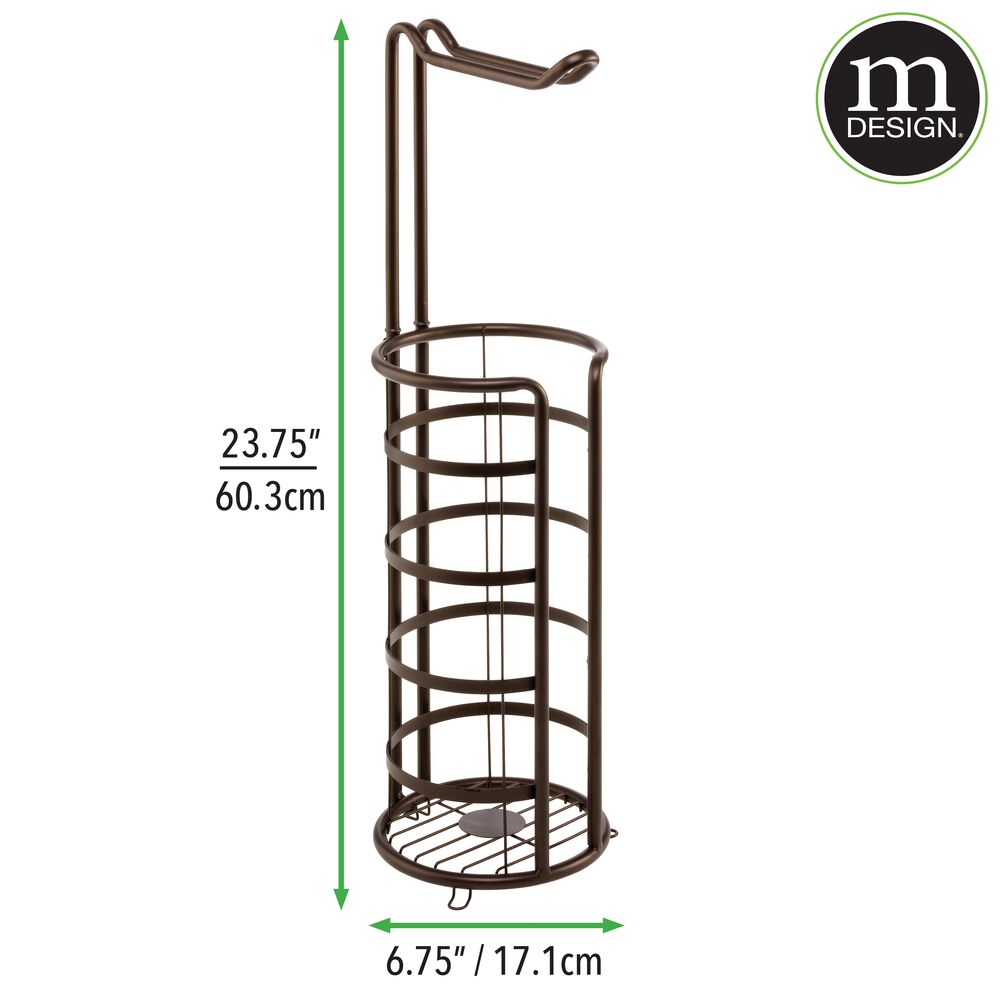 mDesign Metal Free-Standing Toilet Paper Holder - Soft Brass