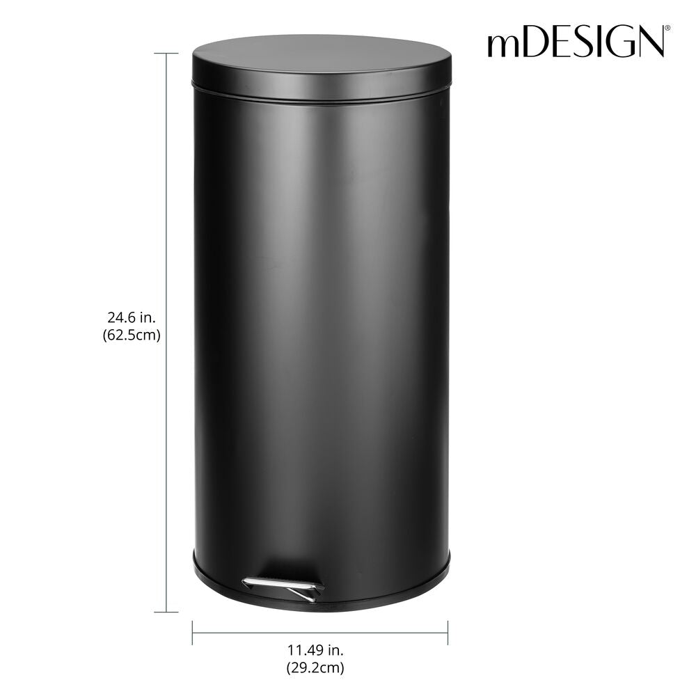 Step Trash Can Kitchen Garbage Can with Lid Tall Brushed Stainless Steel  Trash Can with Plastic Inner Bucket Metal Pedal Waste Bin 8 Gallon/30 L for