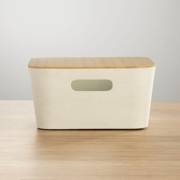 Stackable Fabric Bins with Bamboo Lids 12 x 12 x 6
