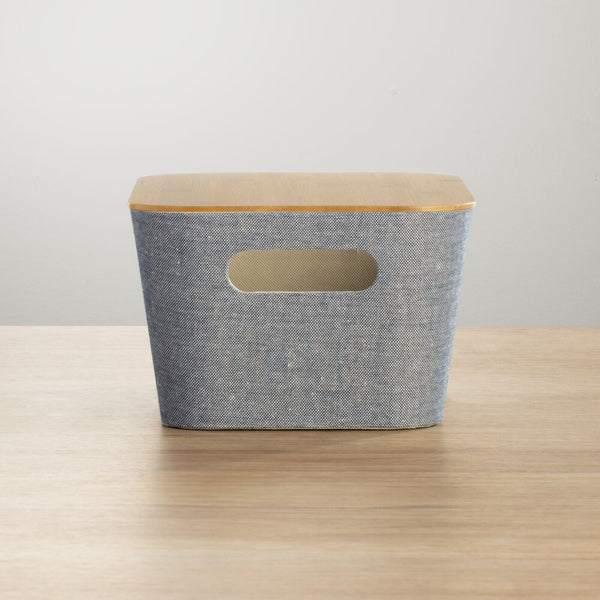 Stackable Fabric Bins with Bamboo Lids 12 x 9 x 6
