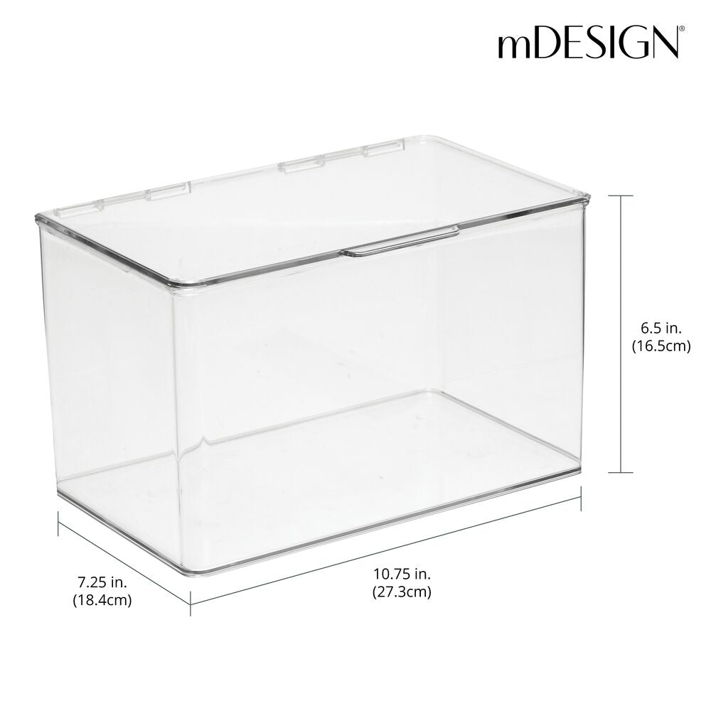 mDesign mdesign plastic stackable food storage container bin with hinged  lid - for kitchen, pantry, cabinet, fridge/freezer - deep orga