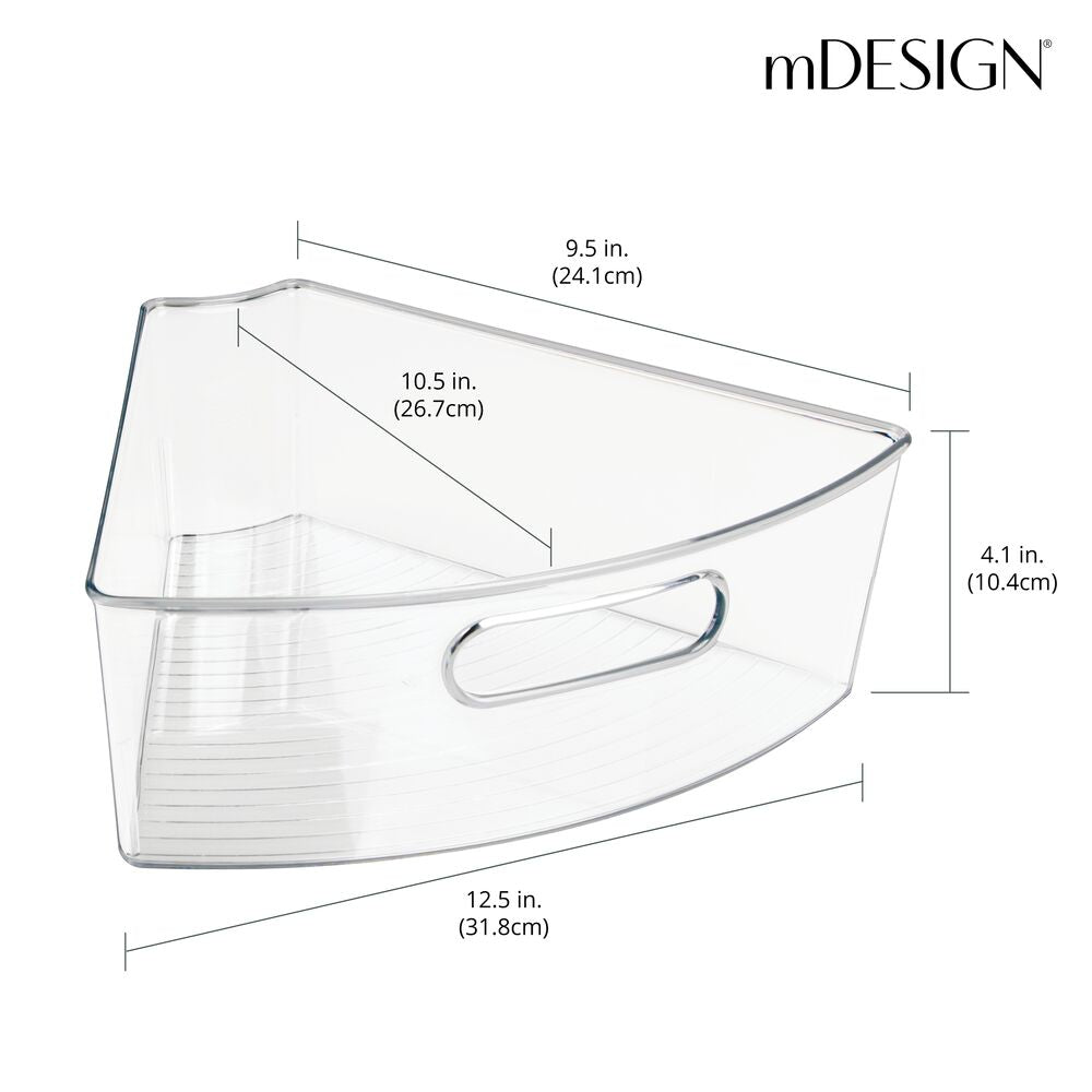 mDesign Lazy Susan Kitchen Food Storage Organizer Bin, 1/4 Wedge, 4 Pack