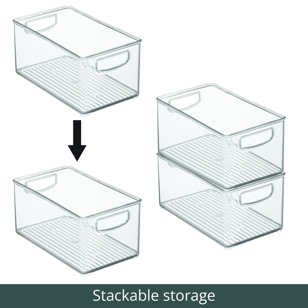 mDesign Plastic Stacking Closet Storage Organizer Bin with Drawer, 2 Pack, Clear | Mathis Home