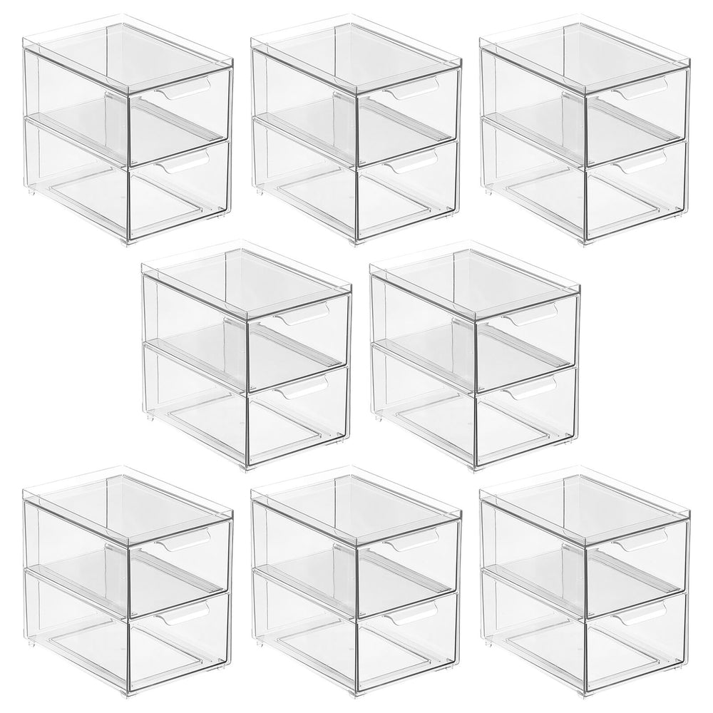Stackable Closet Bin with Pull-Out Drawers 8.5 x 6 x 8