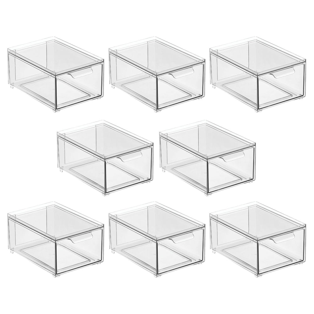 Stackable Closet Bin with Pull-Out Drawers 8.5 x 6 x 8