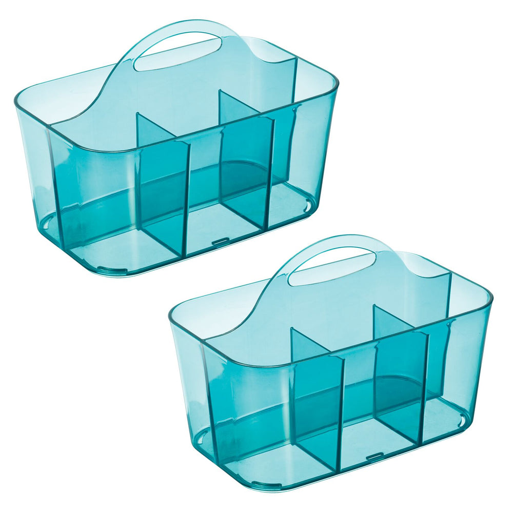 mDesign Plastic Office Storage Organizer Caddy Tote with Handle, 4 Pack - Clear
