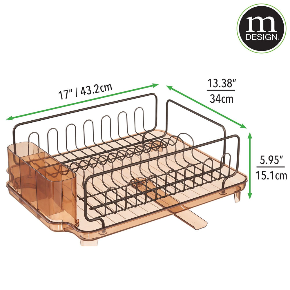 mDesign Kitchen Dish Drying Rack with Swivel Spout, 3 Pieces