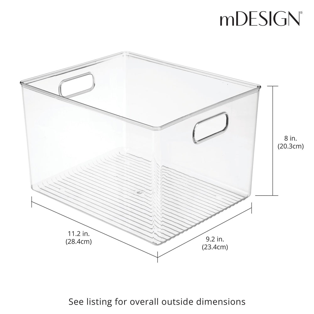 Mdesign Deep Plastic Bathroom Storage Bin With Handles, 10 Long
