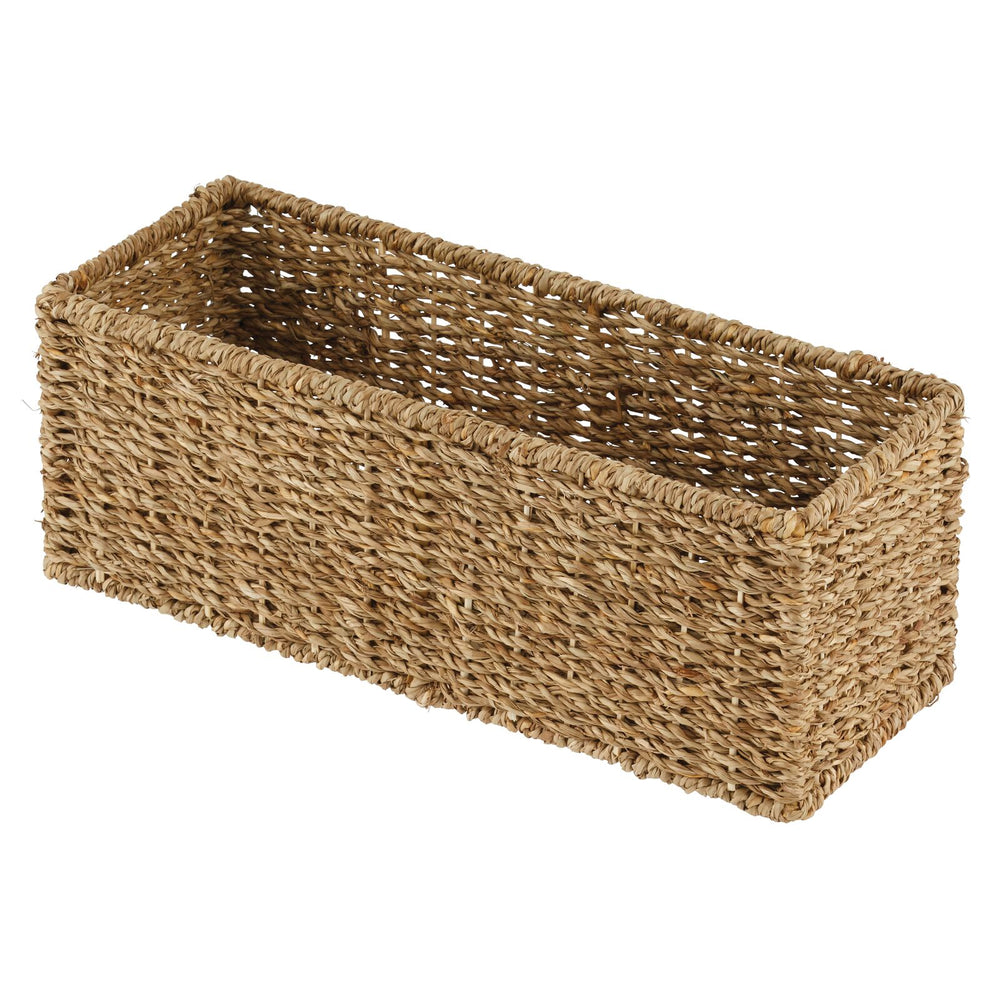 Mdesign Woven Seagrass Home Storage Basket With Lid, Set Of 3