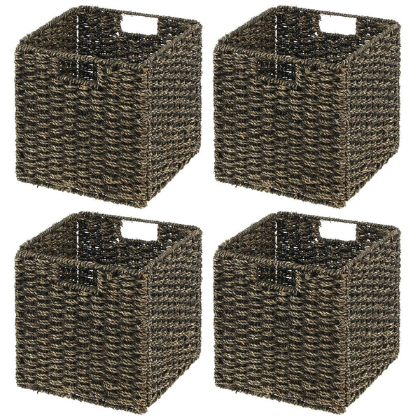 Wicker Storage Box Cube Storage Baskets Woven Shelf Basket Organizer  Natural Storage Bins Pantry Toy Bedding Storage Container