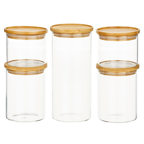 Kitchen glass jars with wood lid air-tight decorative glass jar