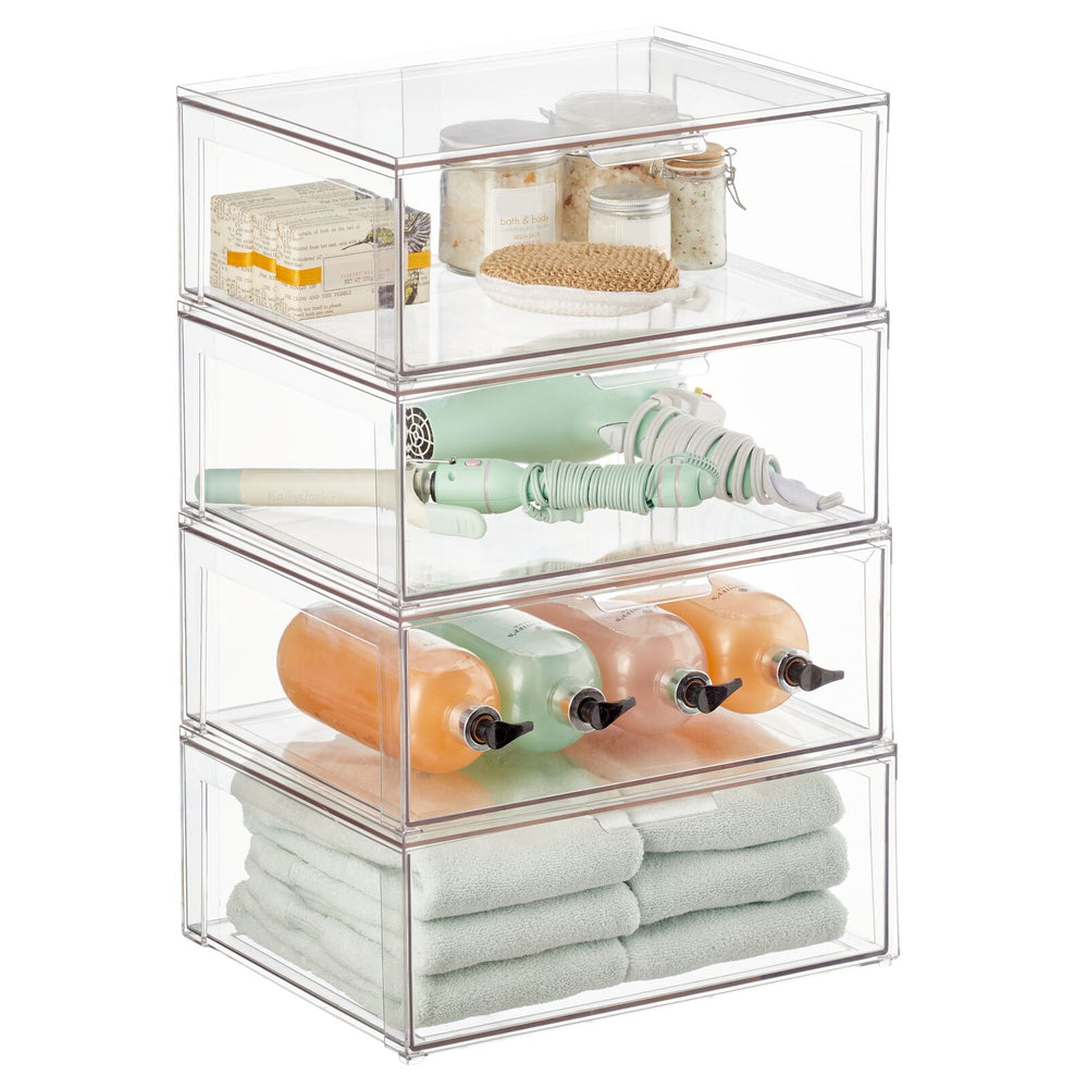 mDesign Plastic Bathroom Storage Bin with Handles - 16 x 6 x 6