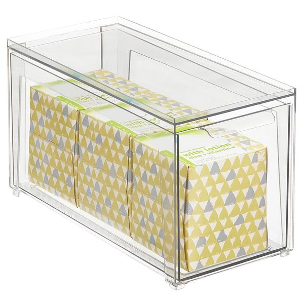 Stackable Bath Bin with Pull-Out Drawer 14 x 7 x 8