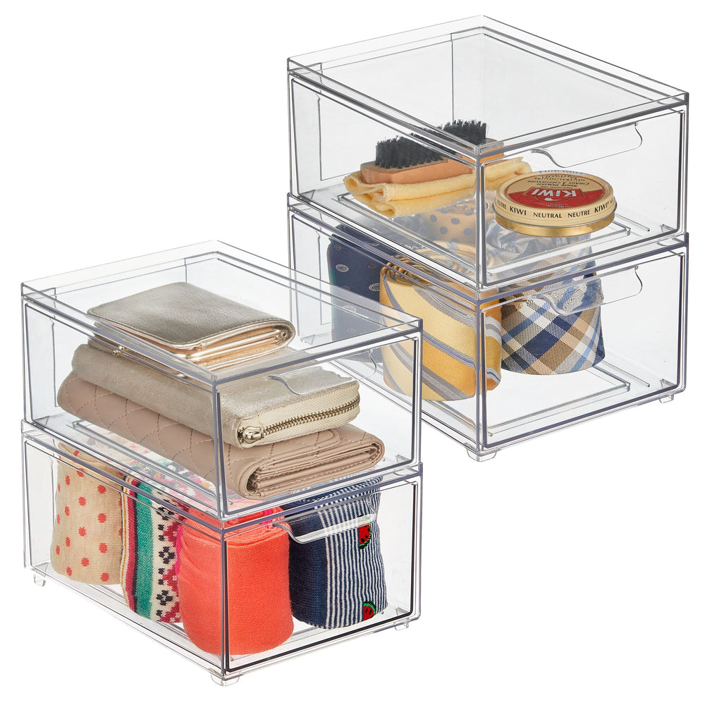 Stackable Closet Bin with Pull-Out Drawers 8.5 x 6 x 8