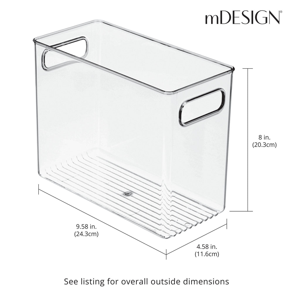 mDesign Slim Plastic Storage Container Bin with Handles - Bathroom Cabinet