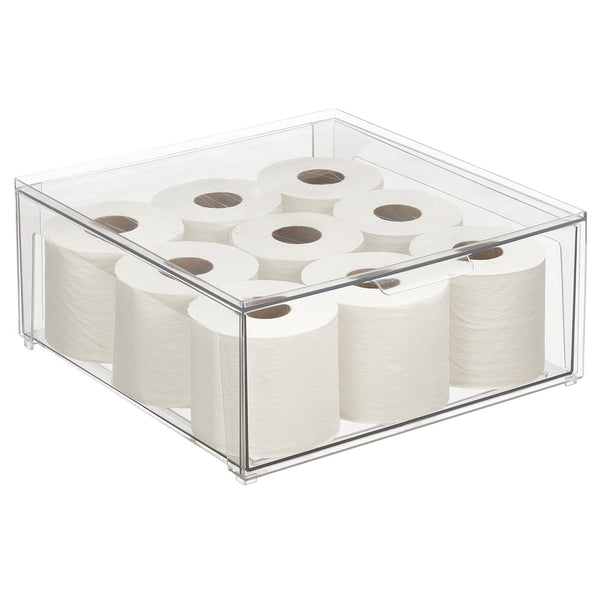 Stackable Bathroom Bin with Pull-Out Drawer 15 x 14 x 6
