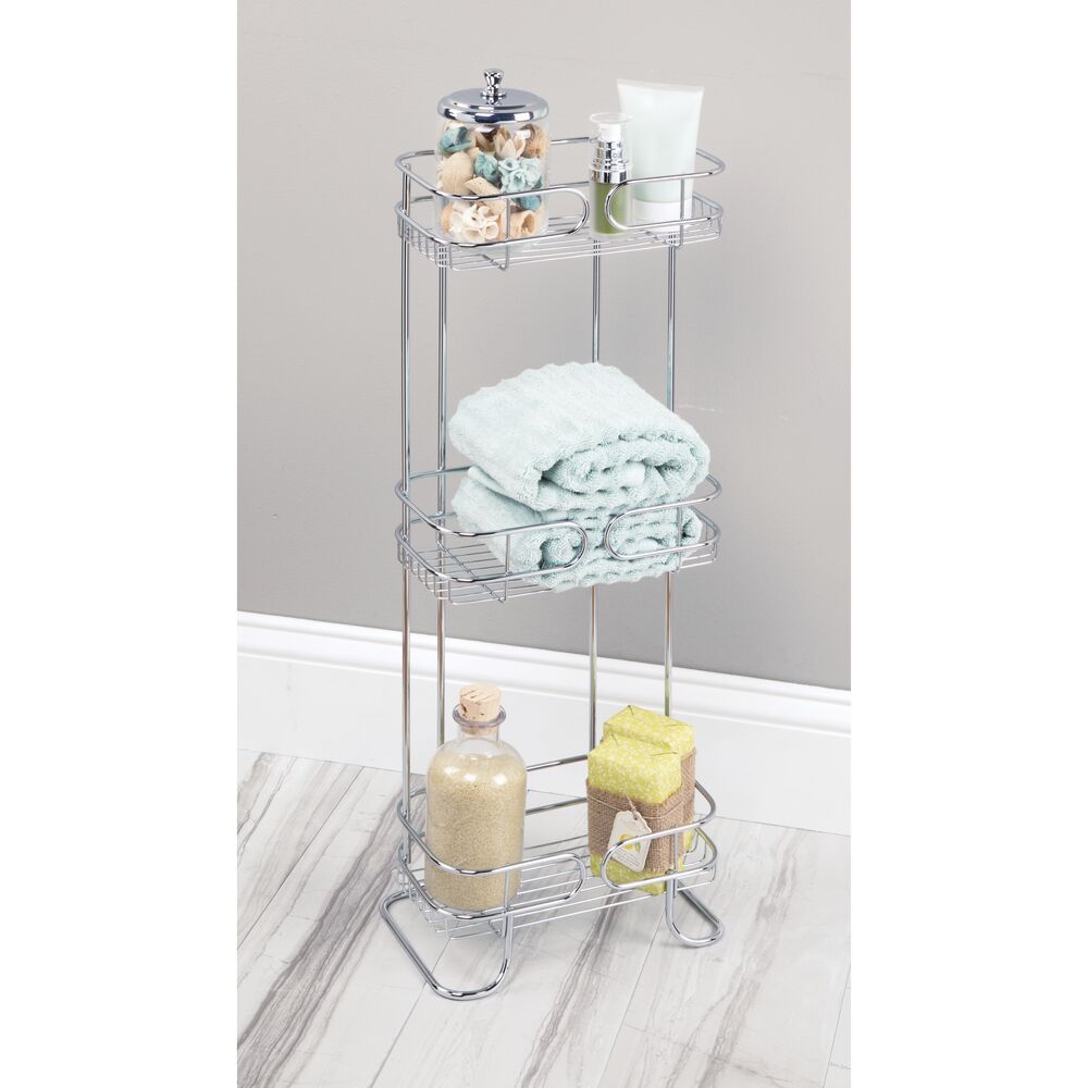 3-Tier Wire Basket Stand  Metal bathroom shelf, Bathroom shelf unit, Bathroom  storage shelves