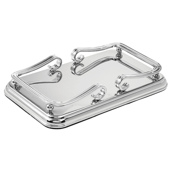 color:chrome||chrome hand towel tray with scroll design single