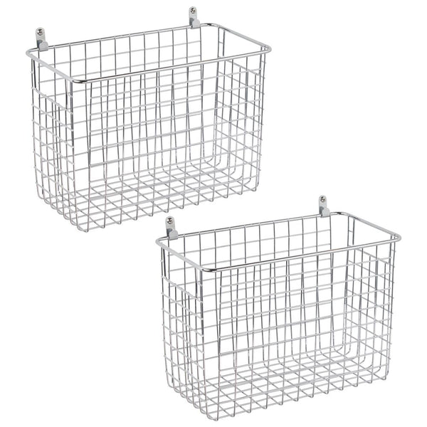 color:chrome||chrome wall mount wire basket 6-12-8 pack of 2