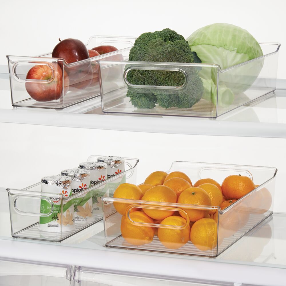 Set Of 6 Refrigerator Organizer Bins - Stackable Fridge Organizers with  Cutout Handles for Freezer, Kitchen, Countertops, Cabinets - Clear Plastic