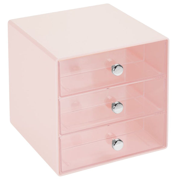 color:light pink/clear||light pink/clear 3-drawer stackable eyeglass organizer single