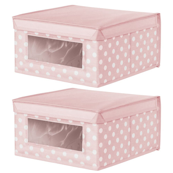 color:pink/white||pink/white lidded bin with interior window 11.5-11.25-6 pack of 2