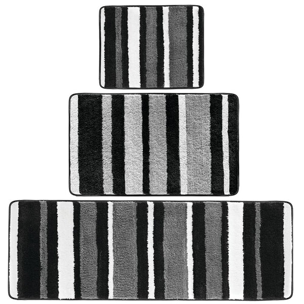 color:black/gray||black/gray striped rug set