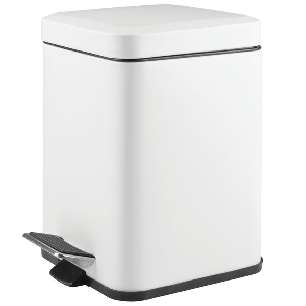 color:matte white||matte white 6-liter square metal step trash can pack of 8