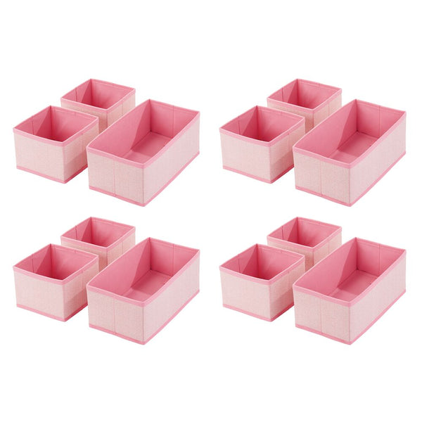 color:pink herringbone||pink herringbone fabric in drawer organizer set of 12