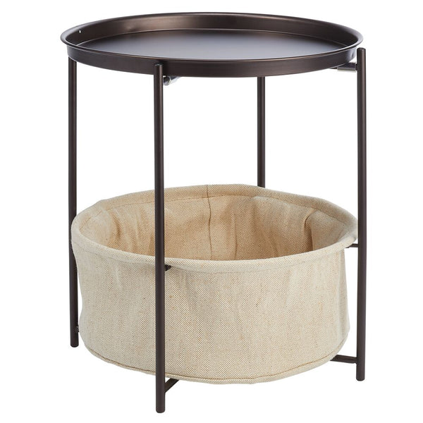 color:bronze||bronze round end table with basket