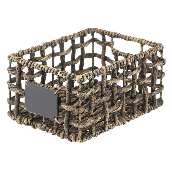 color:black wash||black wash open weave hyacinth basket with chalkboard label 12-9-6 single