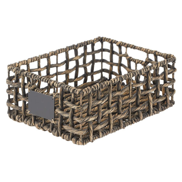 color:black wash||black wash open weave hyacinth basket with chalkboard label 16-12-6 single