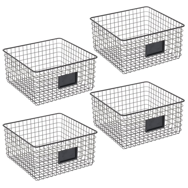 color:matte black||matte black wire basket with label holder 12-12-6 pack of 4