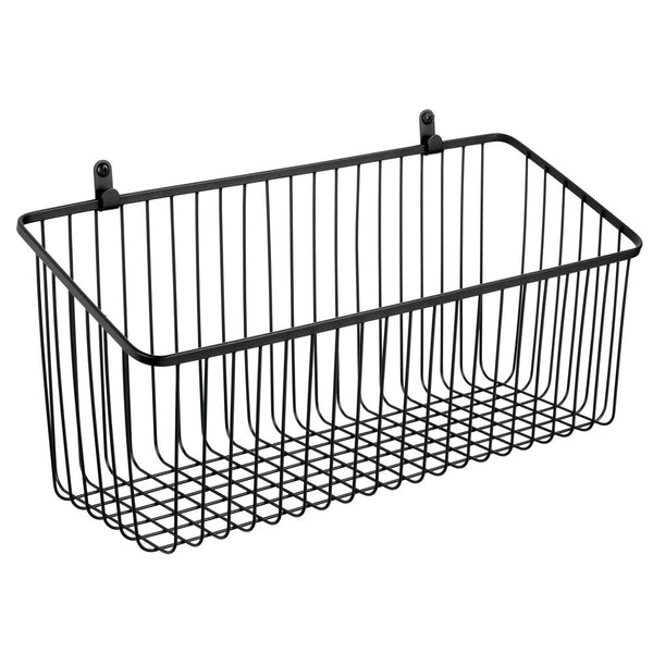 color:black||black wire wall mount basket 16-6-7 single
