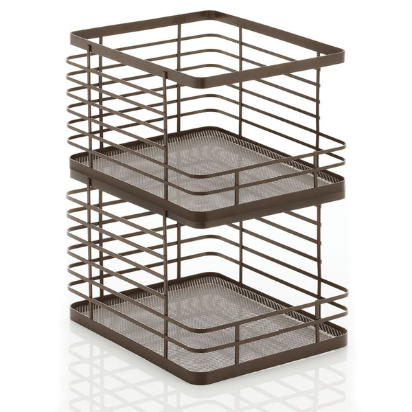 color:bronze|| open front stackable wire basket 9-11-9 pack of 2