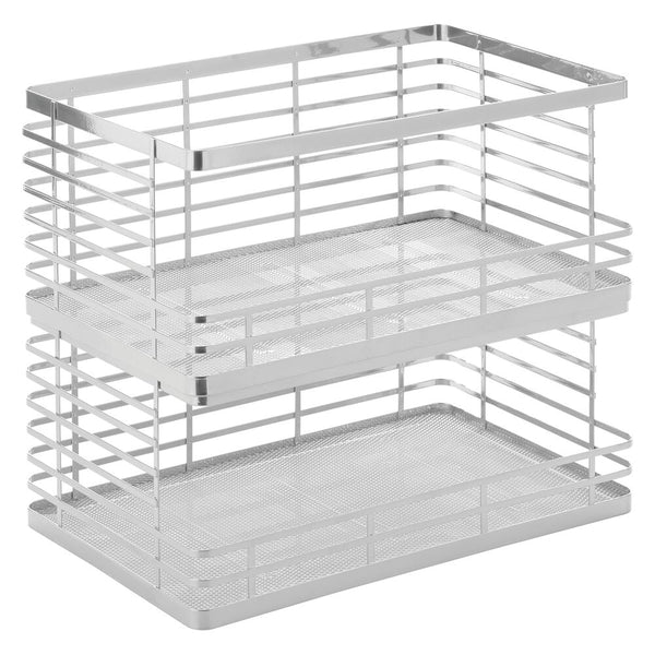 color:chrome||chrome flat wire open front stackable basket 18-11-8 pack of 2